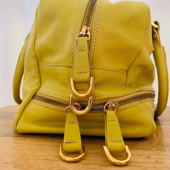 Guia’s Italian Leather Chartreuse Yellow Satchel - Picture 3 of 8
